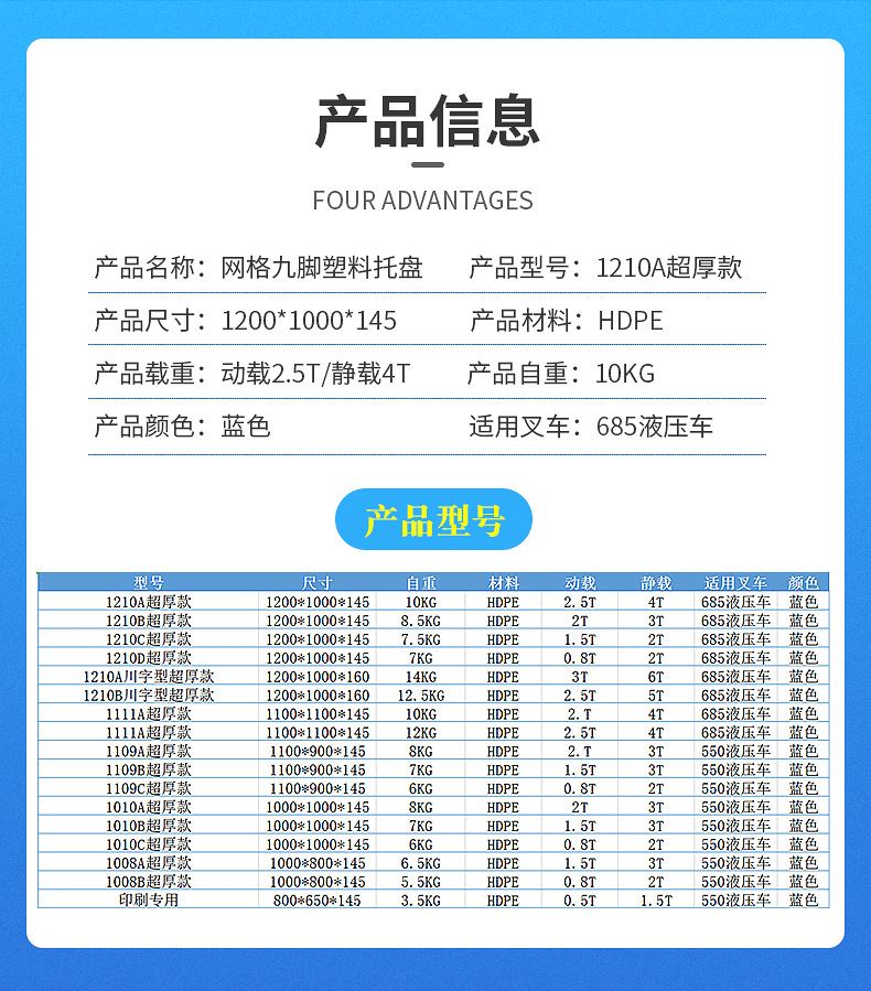 大型塑料托盘规格